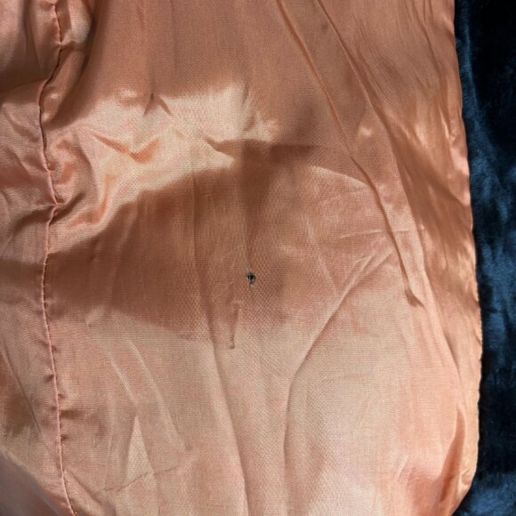 Vintage 70s Double Breasted Faux Fur Coat Large Buttons Pockets Orange Lining - Picture 10 of 10